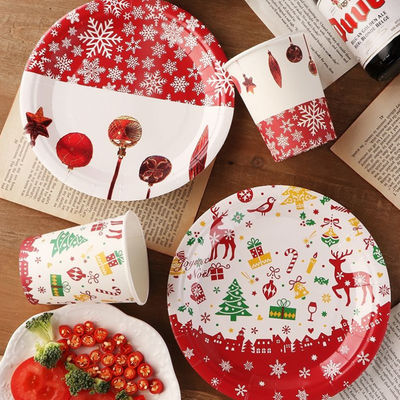 Elegant Christmas Disposable Paper Plates Set Multicolor